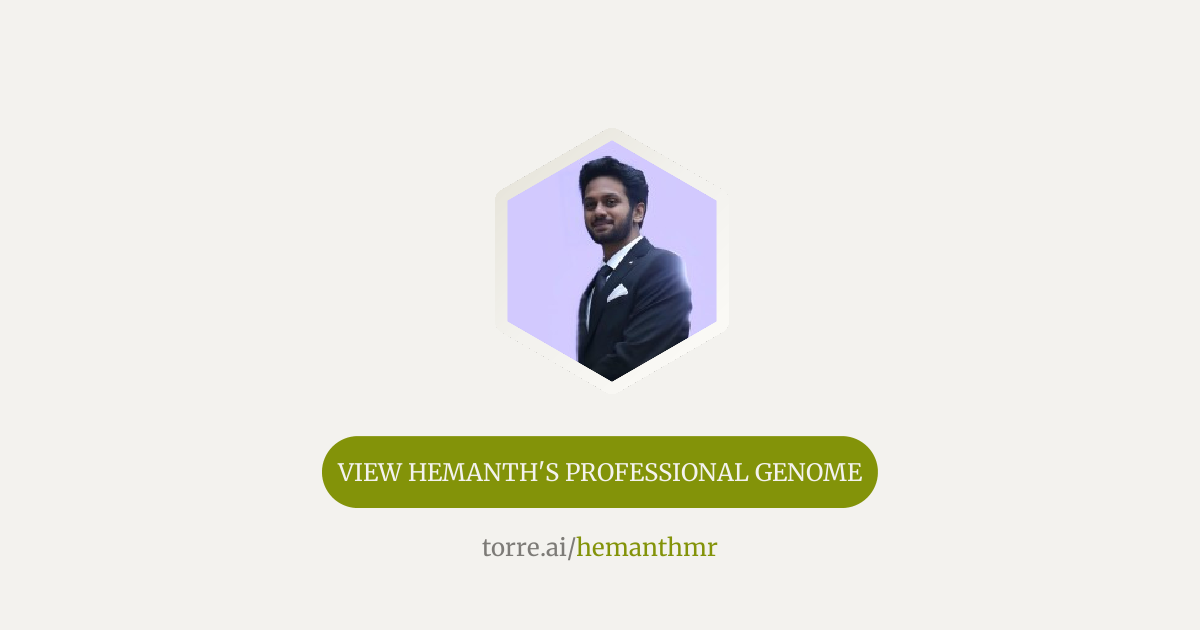 Hemanth M R Software Engineering Analyst at Accenture | Torre.ai